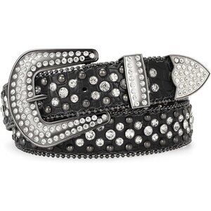 ⚡Women Rhinestone Belt Jeans Western Cowgirl Bling Studded Belt Grain Leather